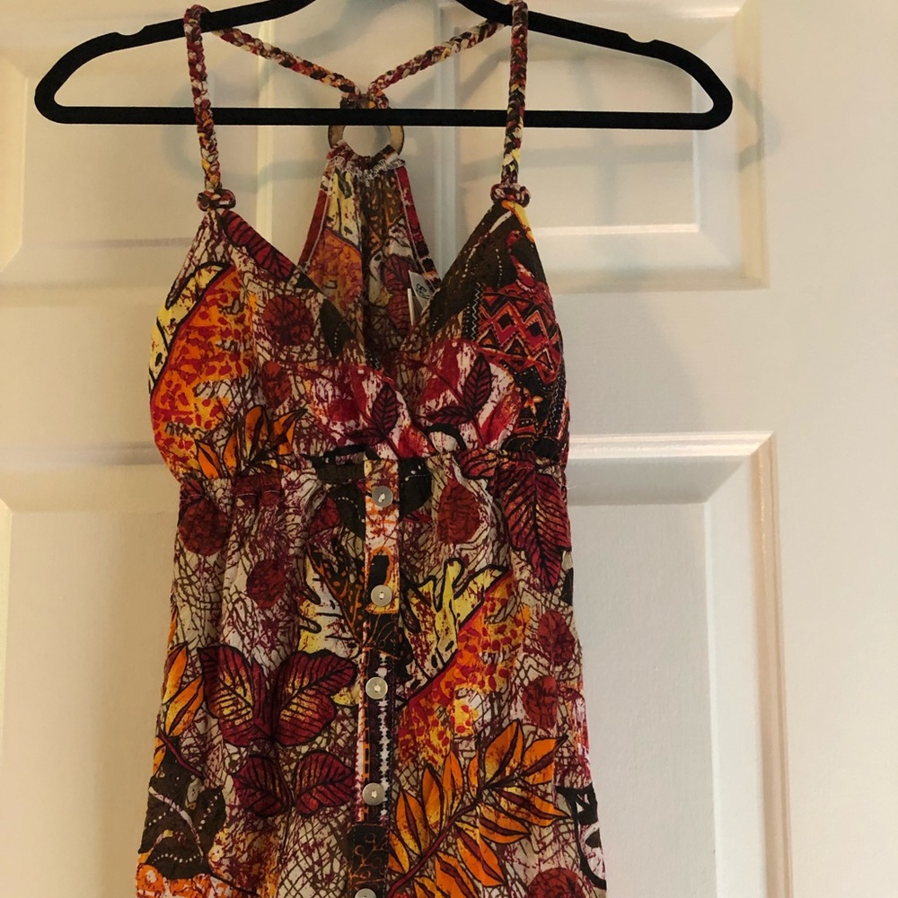 Boho babydoll racerback tank with button details